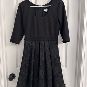 Tracy Reese Black Pleated Fit and Flare Cocktail Dress